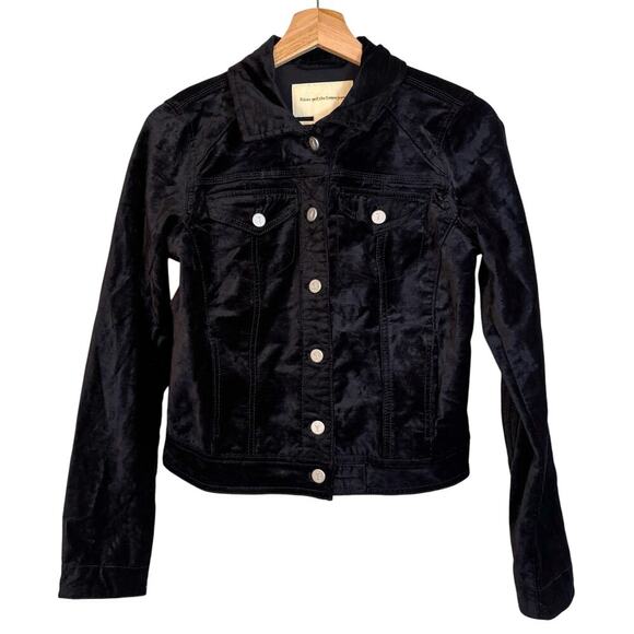 Pilcro and the Letterpress Velvet Jacket Size Small Black Button Up Slim Grunge - Picture 4 of 11